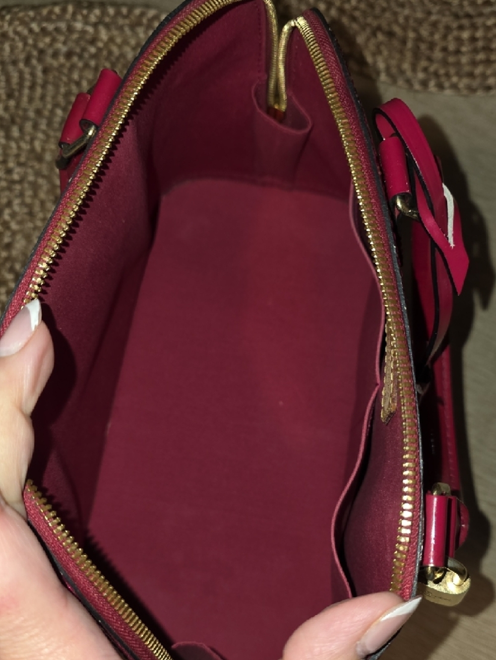 Louis Vuitton Vernis Alma BB Satchel - Deep Cherry Red - Picture 8 of 10